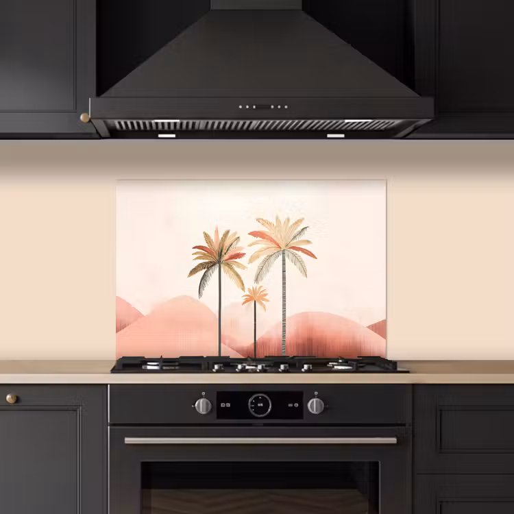 Paraschizzi cucina - Palme - Colline - Minimalista - Rosa tenue — 5