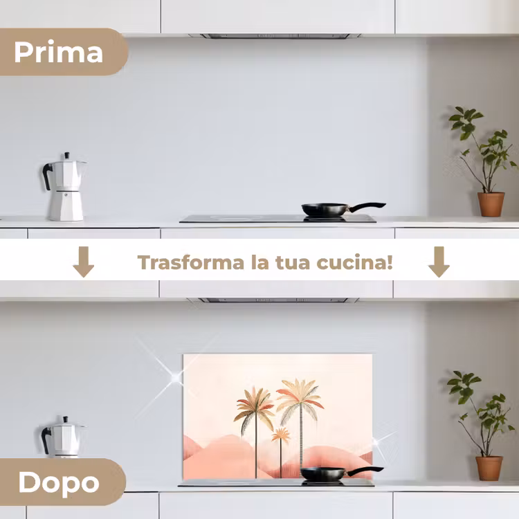 Paraschizzi cucina - Palme - Colline - Minimalista - Rosa tenue — 7