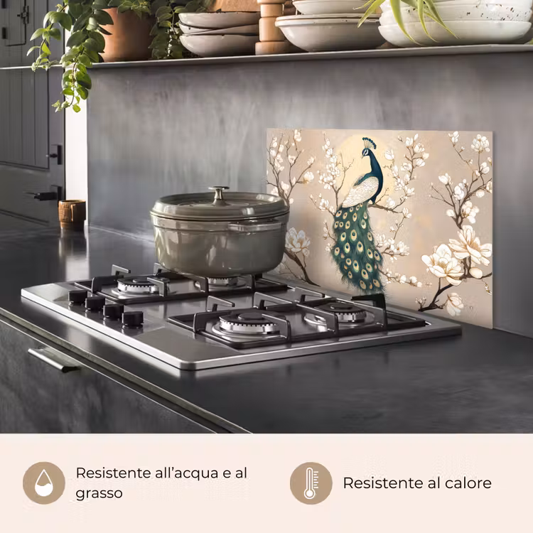 Paraschizzi cucina - Pavone - Ramo - Fiori — 2