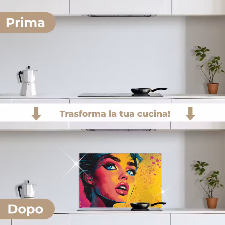Paraschizzi cucina - Primo piano - Viso di donna - Pois - Giallo — 7