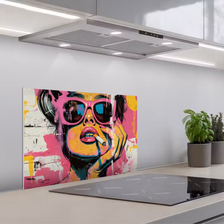 Paraschizzi cucina - Ritratto - Donna - Astratto - Occhiali da sole — 1