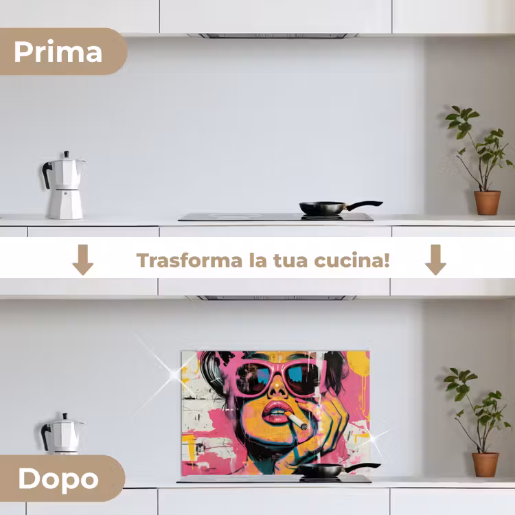 Paraschizzi cucina - Ritratto - Donna - Astratto - Occhiali da sole — 7