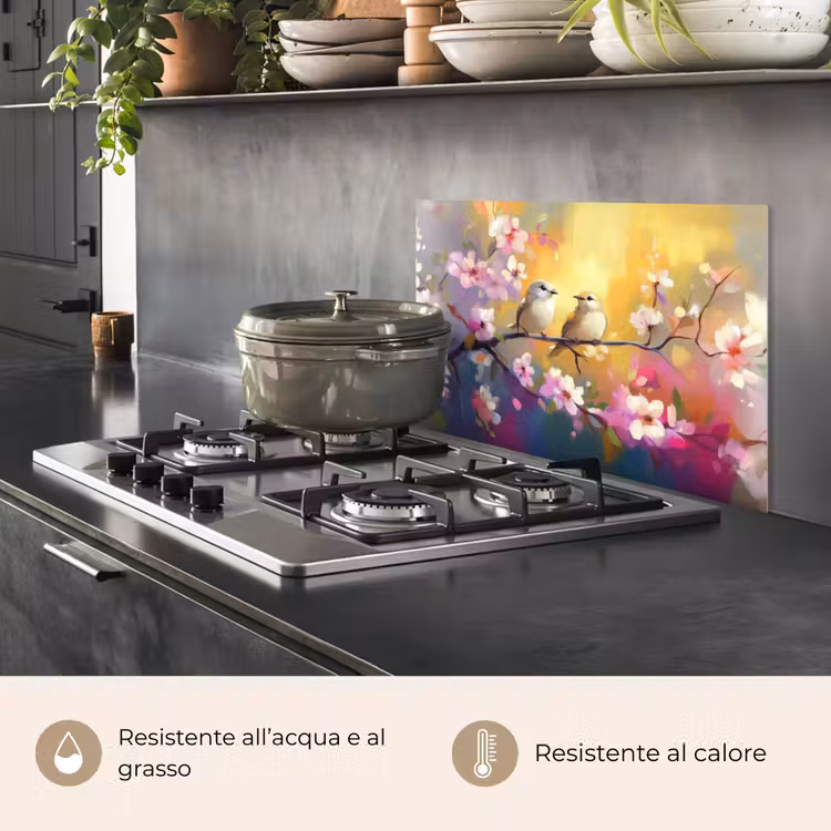 Paraschizzi cucina - Uccelli - Fiori - Rosa — 2