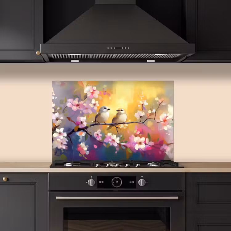 Paraschizzi cucina - Uccelli - Fiori - Rosa — 5