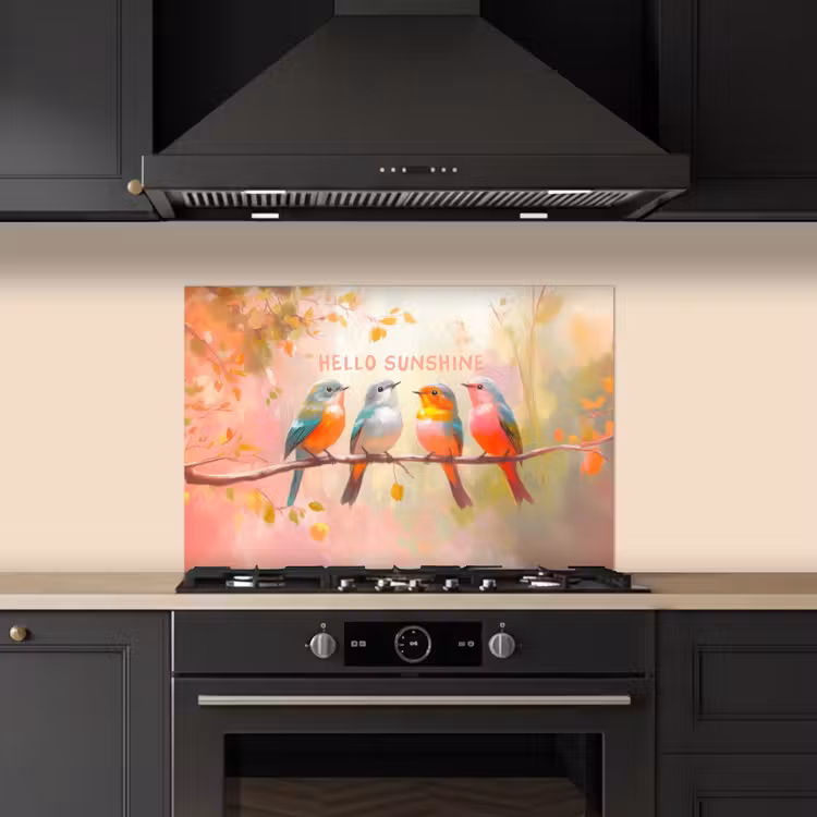 Paraschizzi cucina - Uccelli - Ramo - Citazione - Rosa — 5