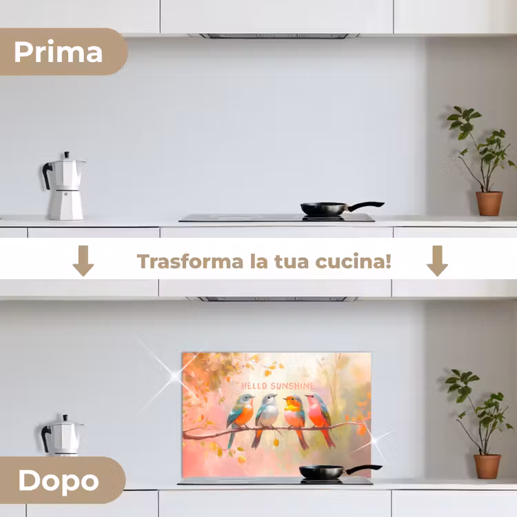 Paraschizzi cucina - Uccelli - Ramo - Citazione - Rosa — 7