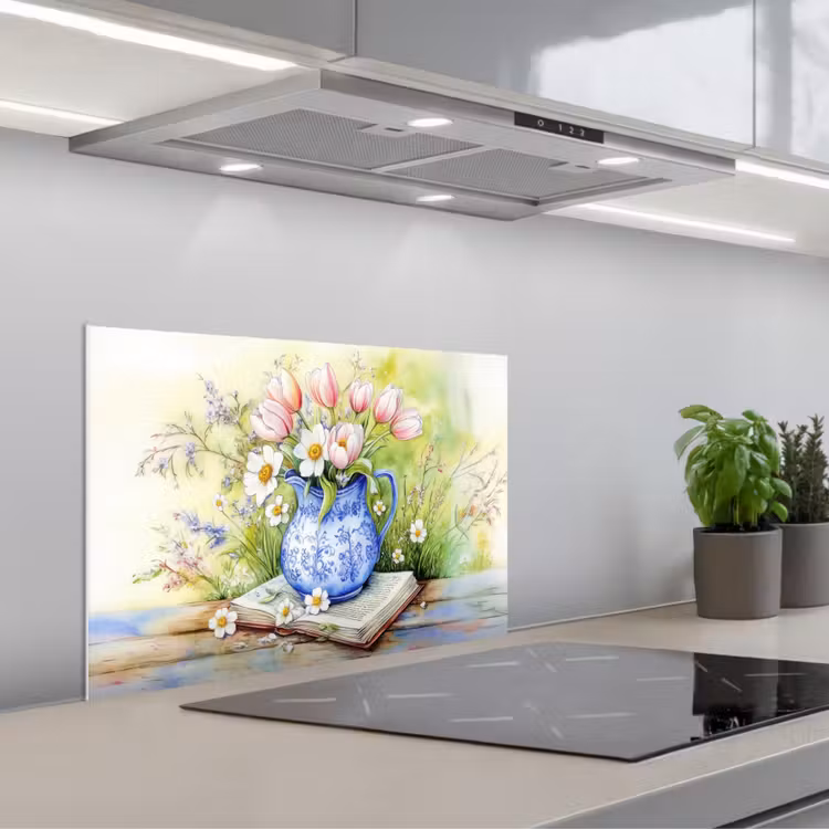 Paraschizzi cucina - Vaso - Blu Delft - Margherite — 1