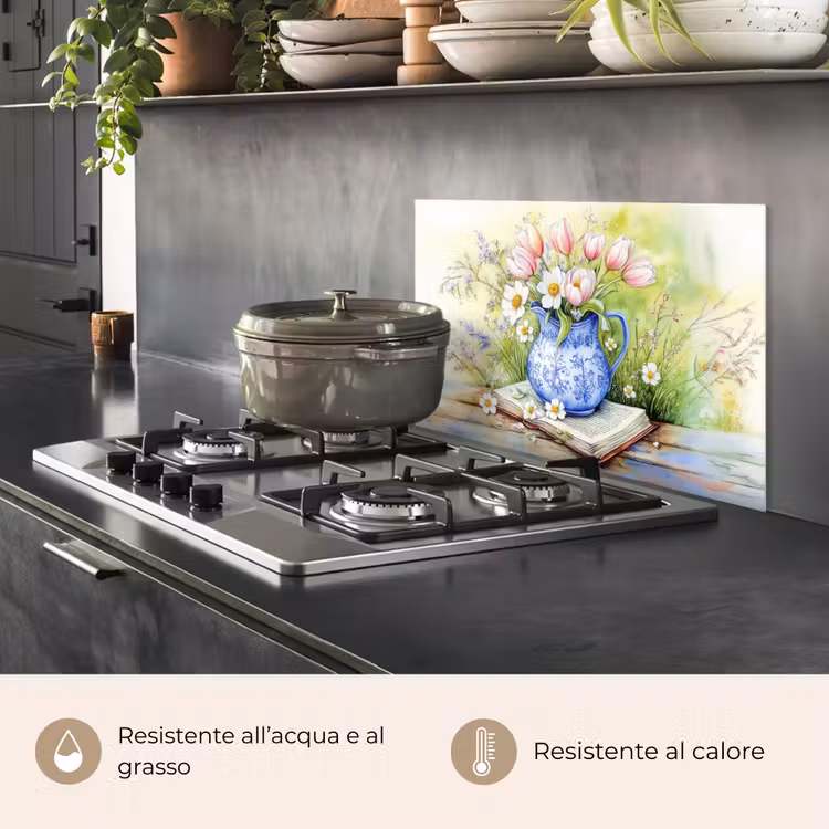 Paraschizzi cucina - Vaso - Blu Delft - Margherite — 2
