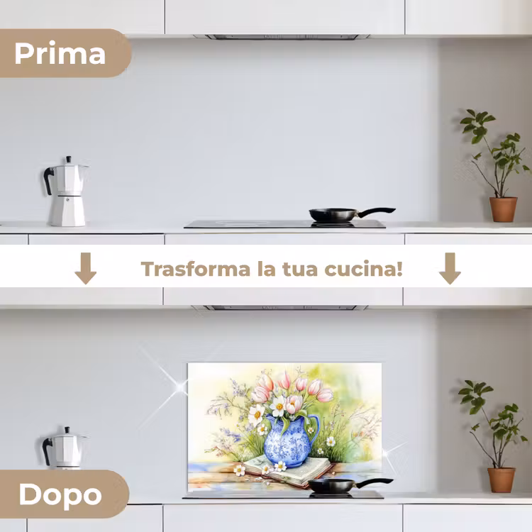 Paraschizzi cucina - Vaso - Blu Delft - Margherite — 7