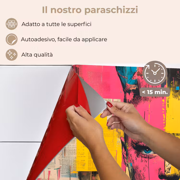 Paraschizzi cucina - Volto di donna - Stampa - Astratto - Rosa — 4