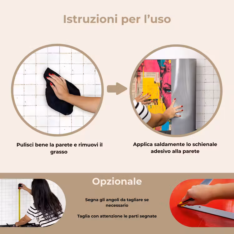 Paraschizzi cucina - Volto di donna - Stampa - Astratto - Rosa — 6