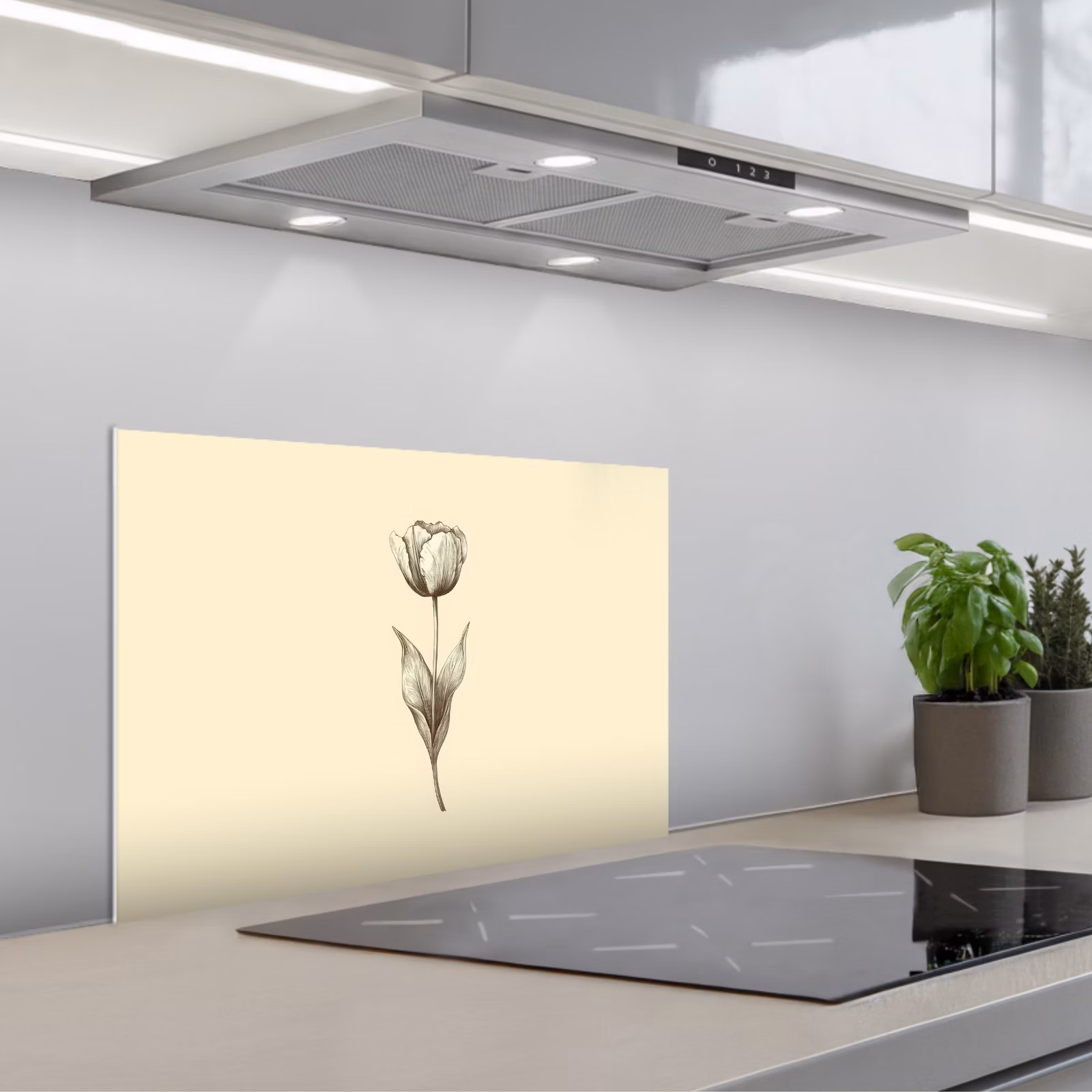 Paraschizzi cucina - Illustrazione - Tulipano - Nero — 1