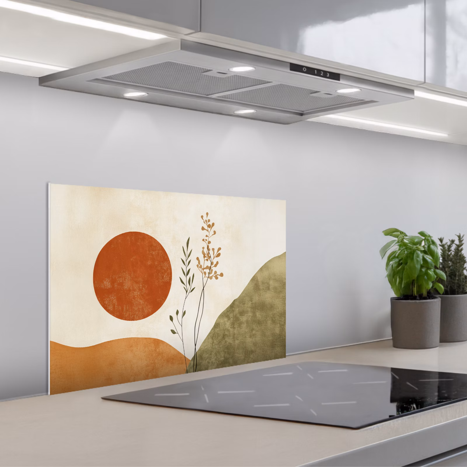 Paraschizzi cucina - Sole - Astratto - Rami - Arancione — 1