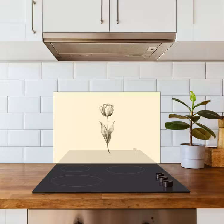 Paraschizzi cucina - Illustrazione - Tulipano - Nero — 3
