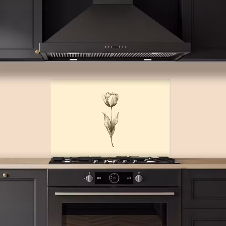 Paraschizzi cucina - Illustrazione - Tulipano - Nero — 5