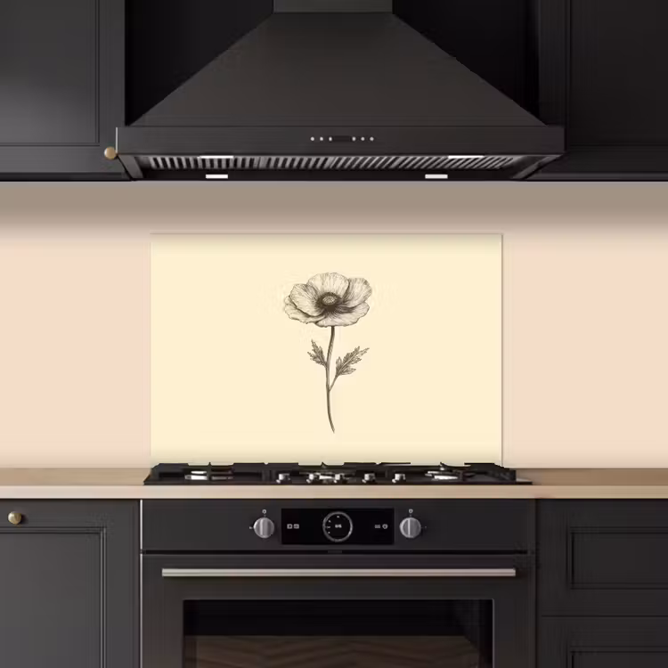Paraschizzi cucina - Papavero - Illustrazione - Nero — 5