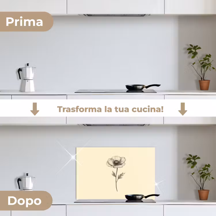 Paraschizzi cucina - Papavero - Illustrazione - Nero — 7