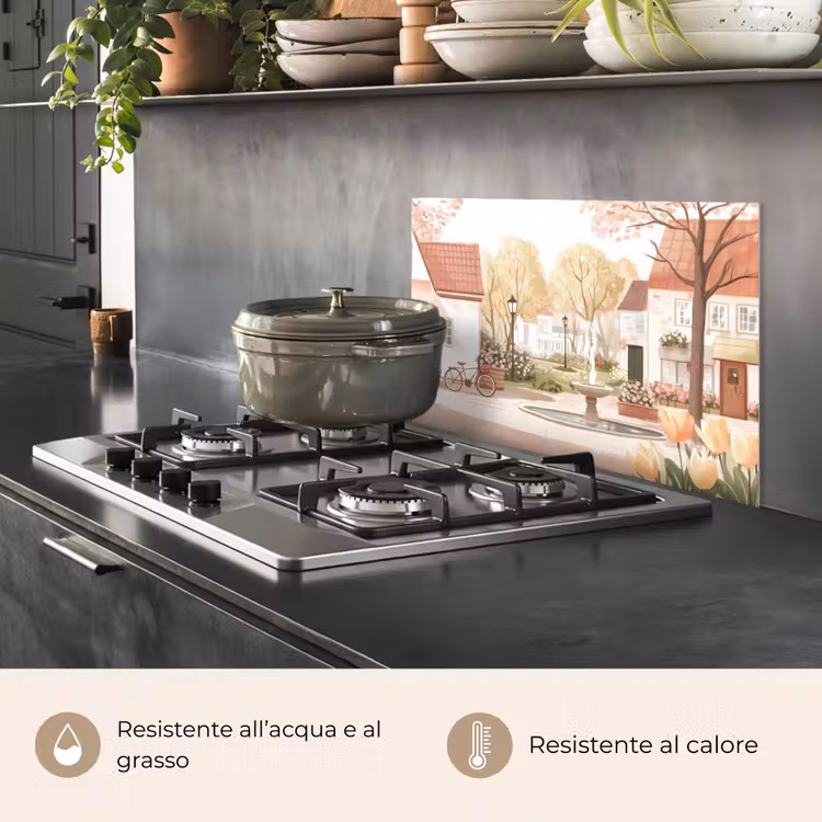 Paraschizzi cucina - Piazza del paese - Fontana - Tulipani — 2
