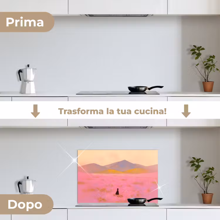 Paraschizzi cucina - Prato fiorito - Colline - Silhouette - Rosa — 7