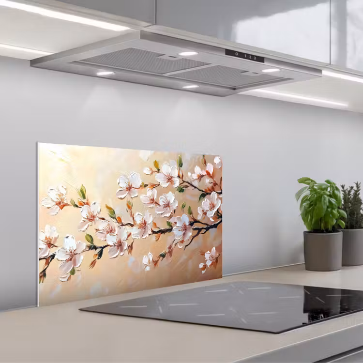 Paraschizzi cucina - Rami di fiori - Pittoresco - Rosa — 1