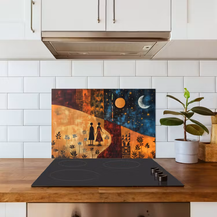 Paraschizzi cucina - Sagome - Astratto - Sole - Luna — 3