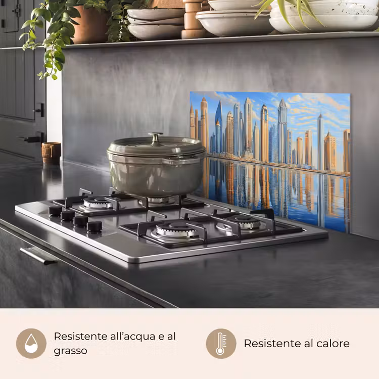 Paraschizzi cucina - Skyline - Grattacieli - Acqua - Blu — 2