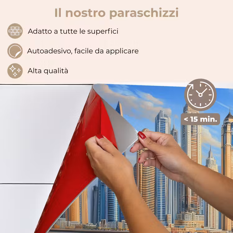 Paraschizzi cucina - Skyline - Grattacieli - Acqua - Blu — 4