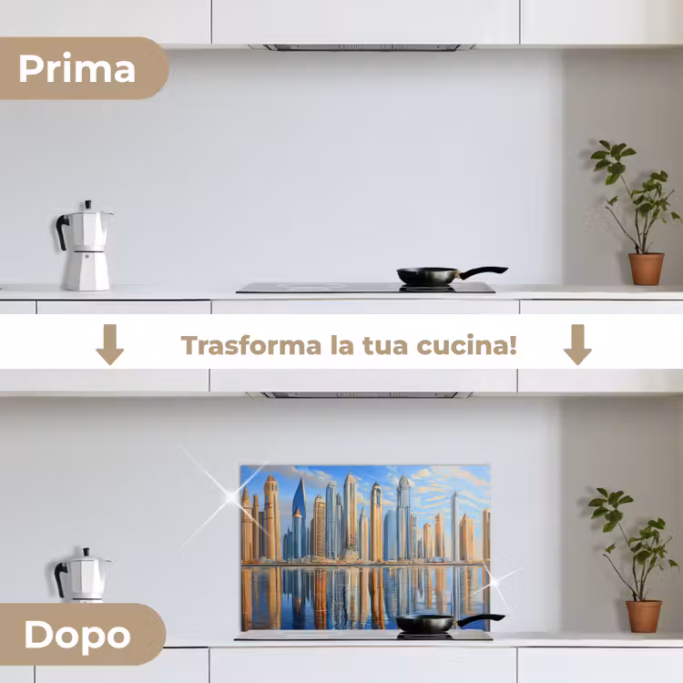 Paraschizzi cucina - Skyline - Grattacieli - Acqua - Blu — 7