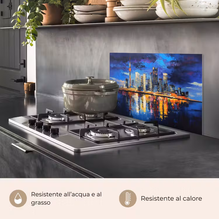 Paraschizzi cucina - Skyline Toronto - Moderno - Luce della città - Blu — 2