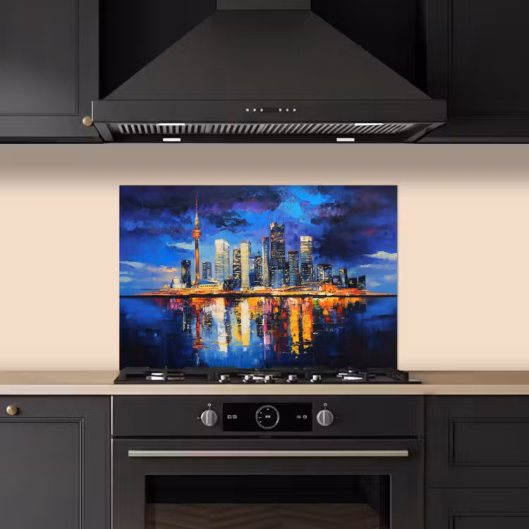 Paraschizzi cucina - Skyline Toronto - Moderno - Luce della città - Blu — 5