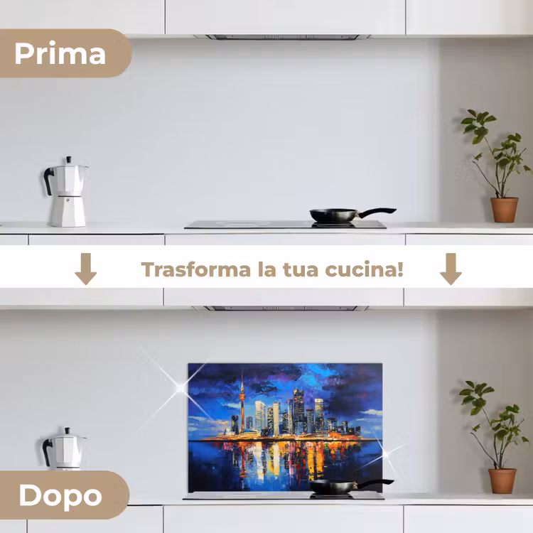 Paraschizzi cucina - Skyline Toronto - Moderno - Luce della città - Blu — 7