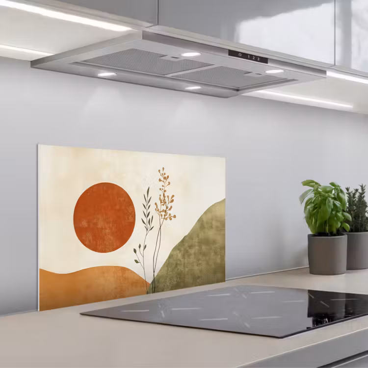 Paraschizzi cucina - Sole - Astratto - Rami - Arancione — 1