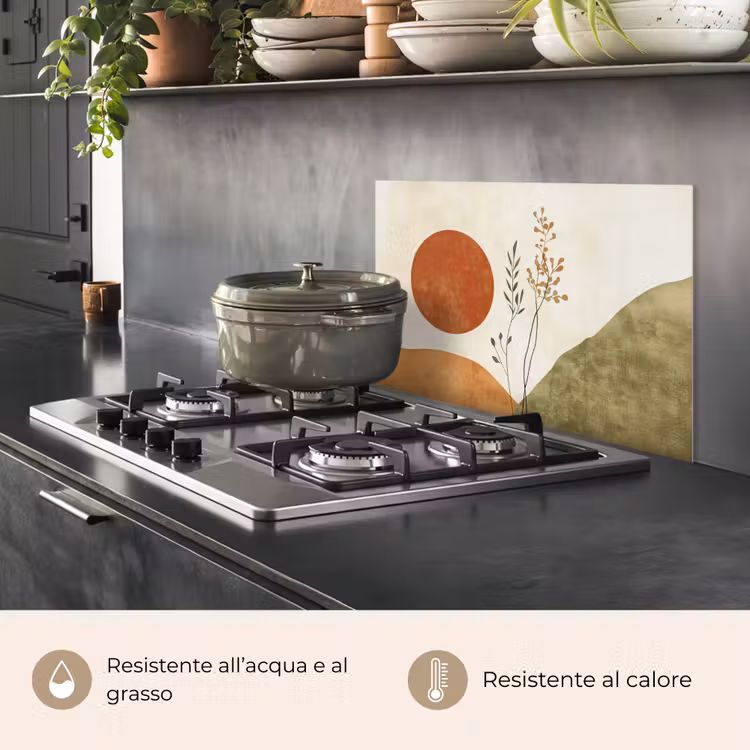 Paraschizzi cucina - Sole - Astratto - Rami - Arancione — 2