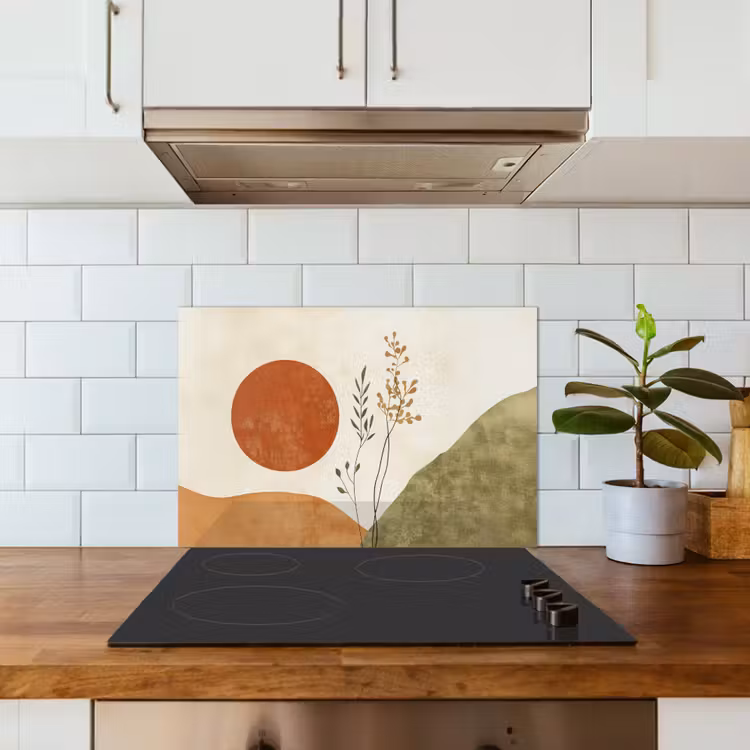 Paraschizzi cucina - Sole - Astratto - Rami - Arancione — 3