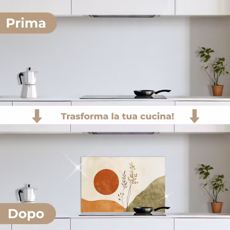 Paraschizzi cucina - Sole - Astratto - Rami - Arancione — 7