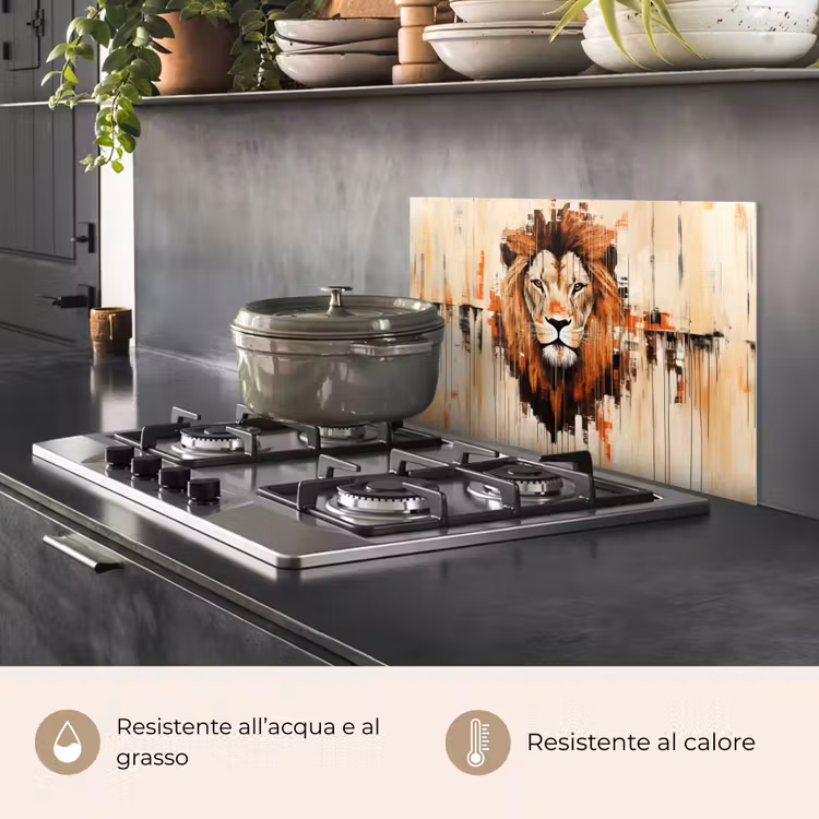 Paraschizzi cucina - Testa di leone - Linee - Crema — 2