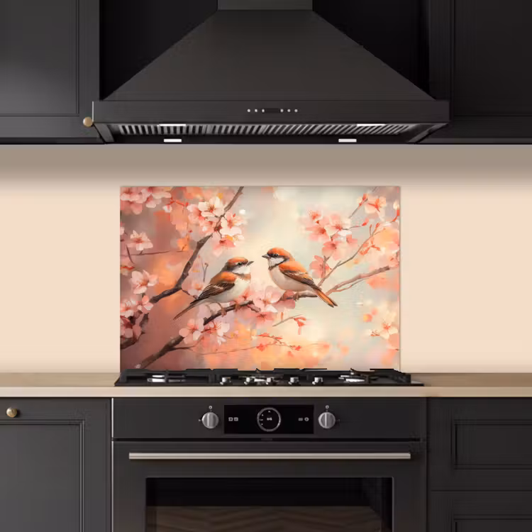Paraschizzi cucina - Uccelli - Romantico - Ramo di fiori — 5