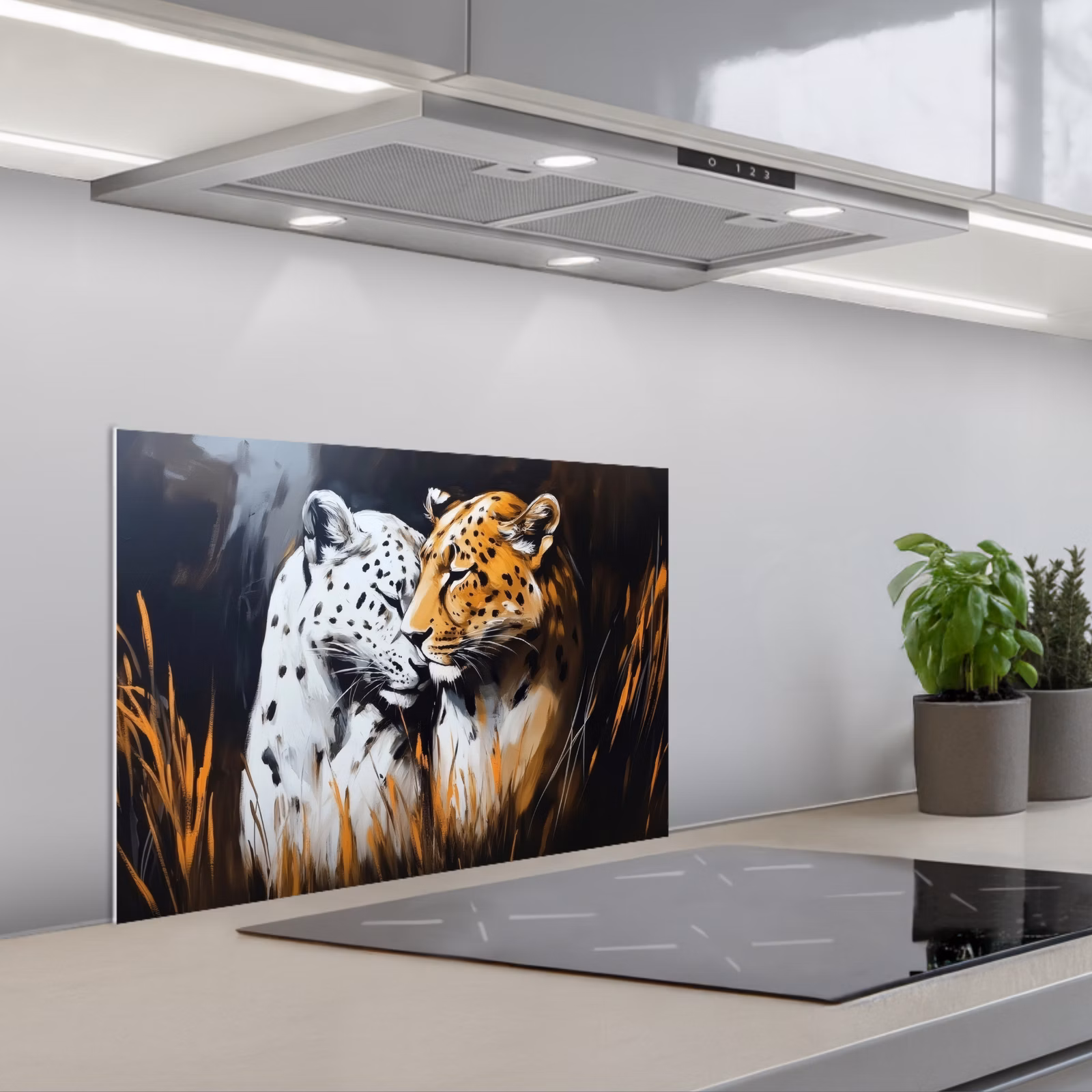 Paraschizzi cucina - Leopardo - Arancione - Bianco - Erba — 1