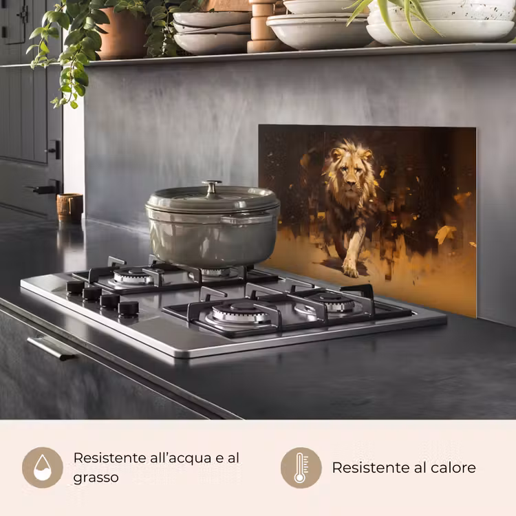 Paraschizzi cucina - Leone - Dipinto - Astratto - Oro — 2