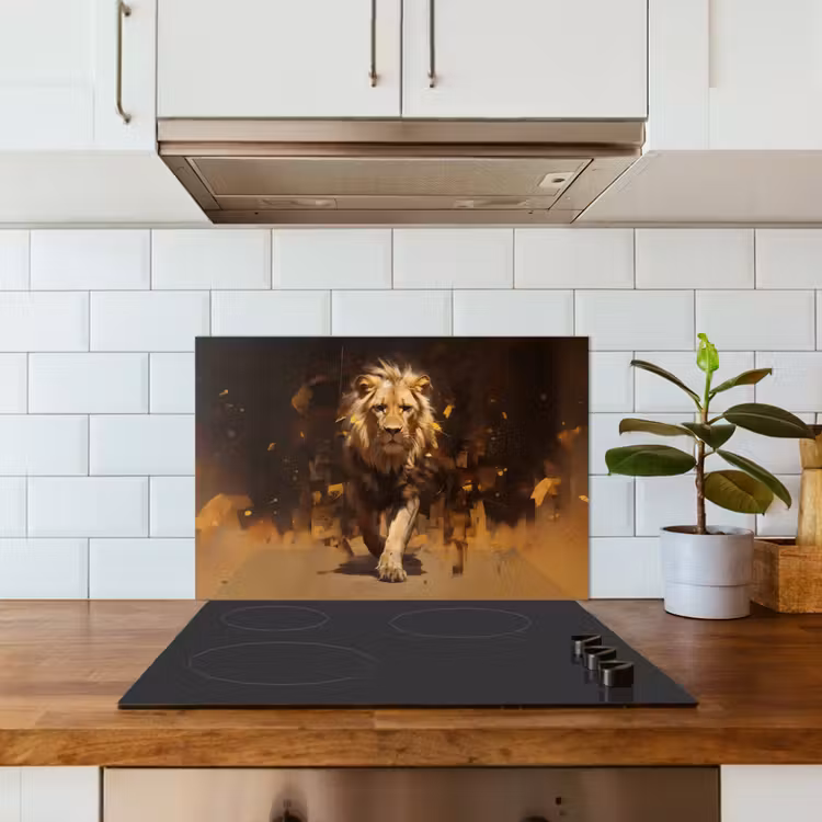 Paraschizzi cucina - Leone - Dipinto - Astratto - Oro — 3