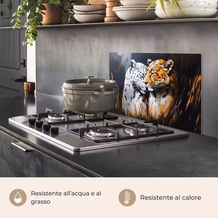 Paraschizzi cucina - Leopardo - Arancione - Bianco - Erba — 2