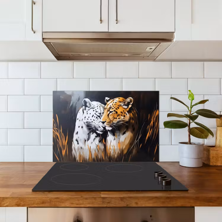 Paraschizzi cucina - Leopardo - Arancione - Bianco - Erba — 3