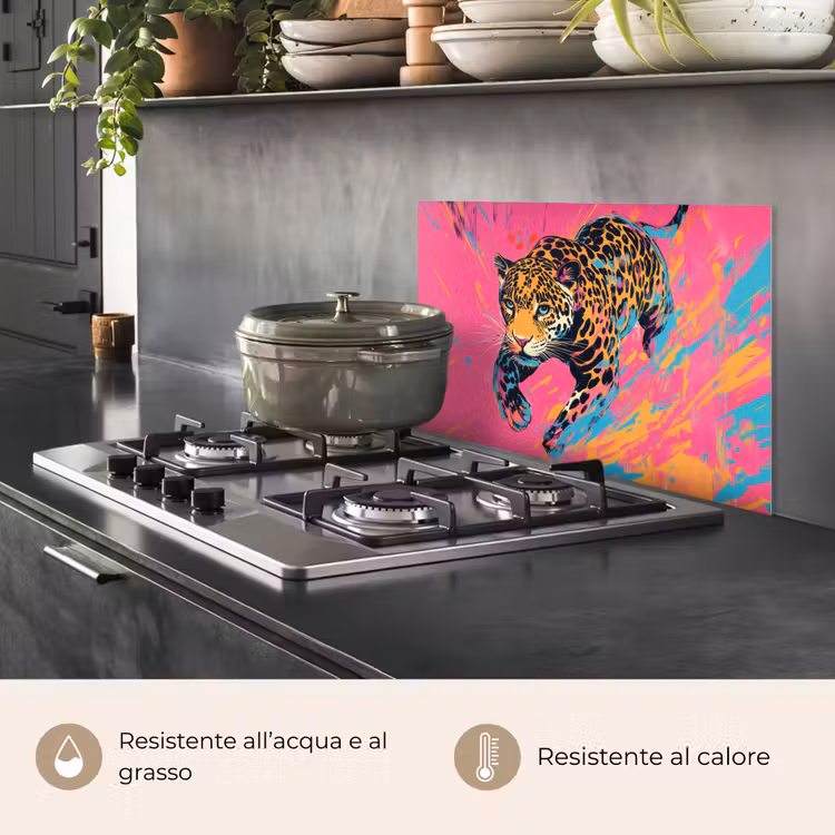 Paraschizzi cucina - Leopardo - Rosa - Arancione - Blu - Vernice — 2
