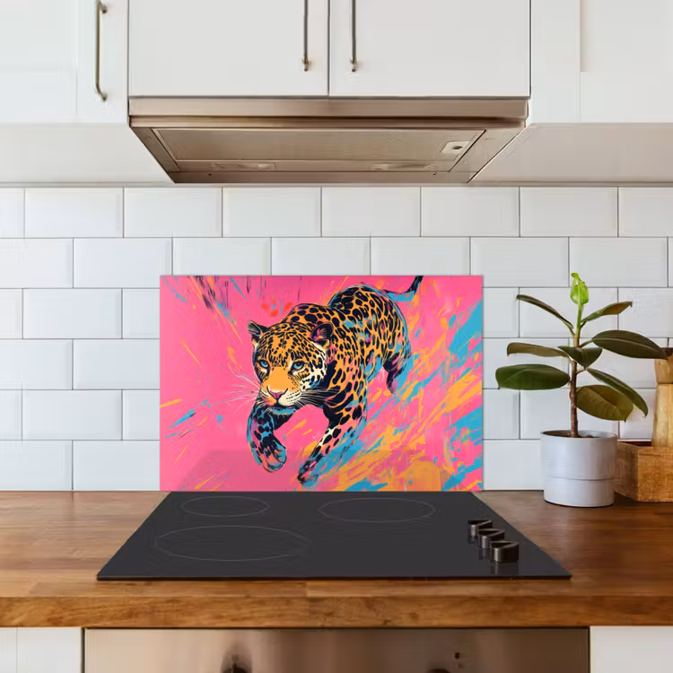 Paraschizzi cucina - Leopardo - Rosa - Arancione - Blu - Vernice — 3