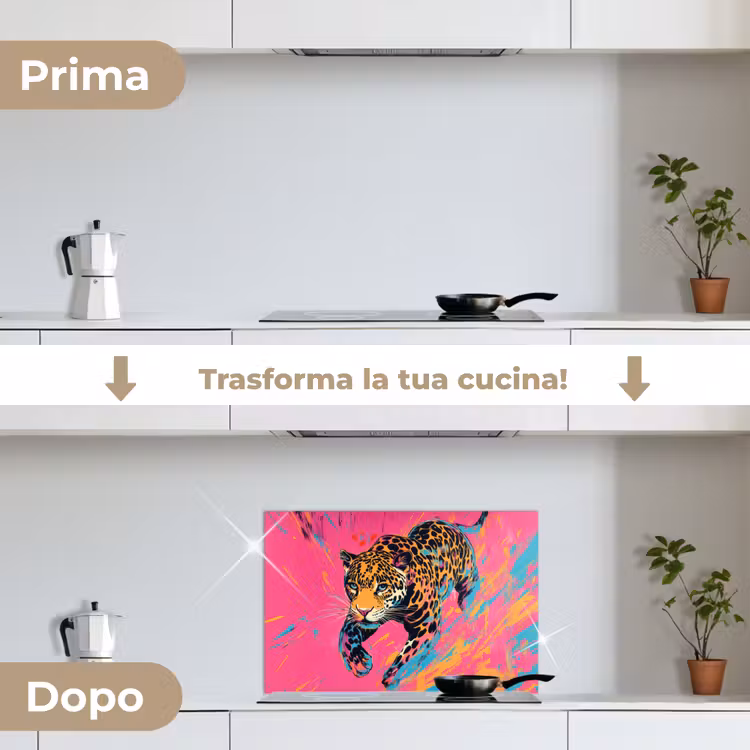 Paraschizzi cucina - Leopardo - Rosa - Arancione - Blu - Vernice — 7