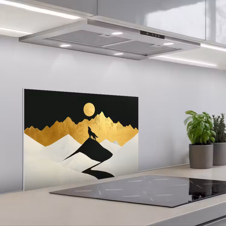 Paraschizzi cucina - Lupo - Montagna - Luna - Nero — 1