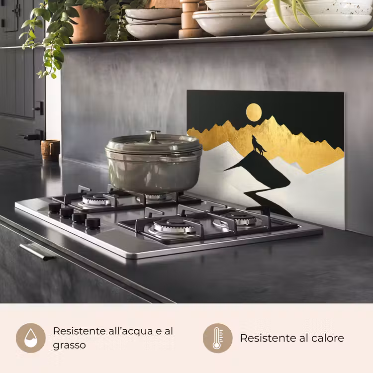 Paraschizzi cucina - Lupo - Montagna - Luna - Nero — 2