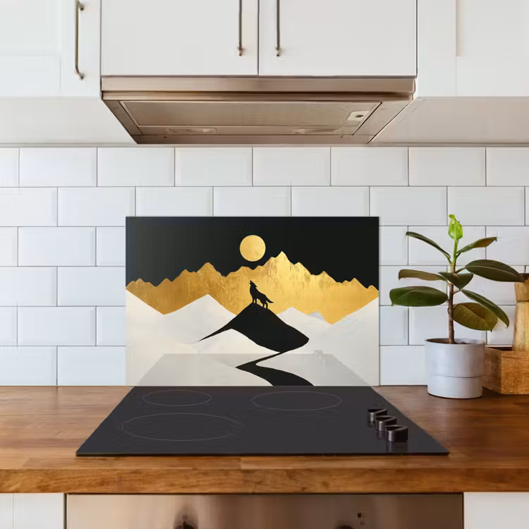 Paraschizzi cucina - Lupo - Montagna - Luna - Nero — 3