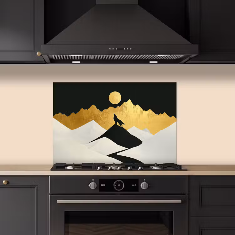Paraschizzi cucina - Lupo - Montagna - Luna - Nero — 5