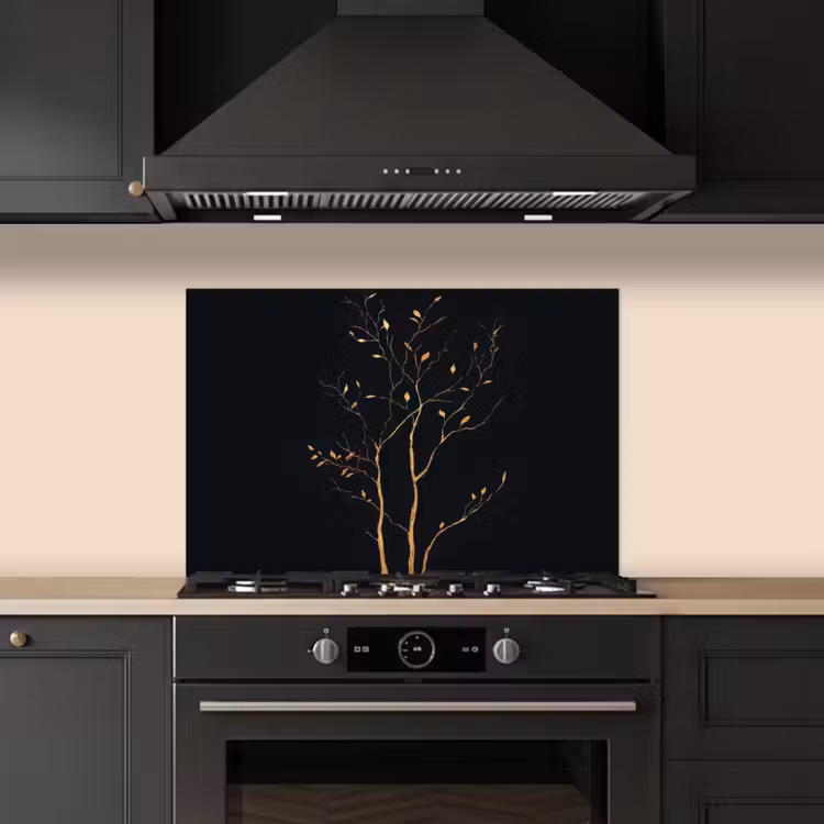Paraschizzi cucina - Rami - Foglie - Nero — 5